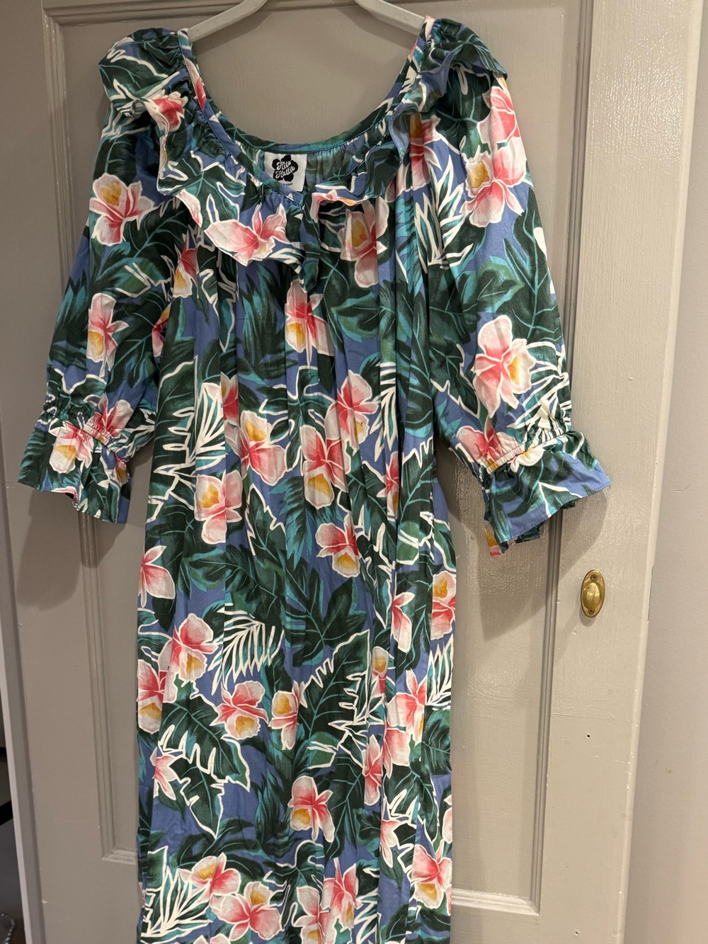 HILO HATTIE Vintage Hawaiian Maxi Dress Tropical Hibiscus Print Size XL NWOT